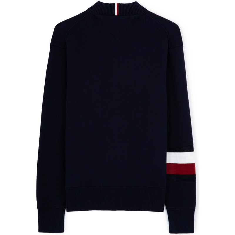 Lookbook Tommy Hilfiger Jaket Sweater Kolar Baseball Colorblock Cotton Knit MW0MW29044-1