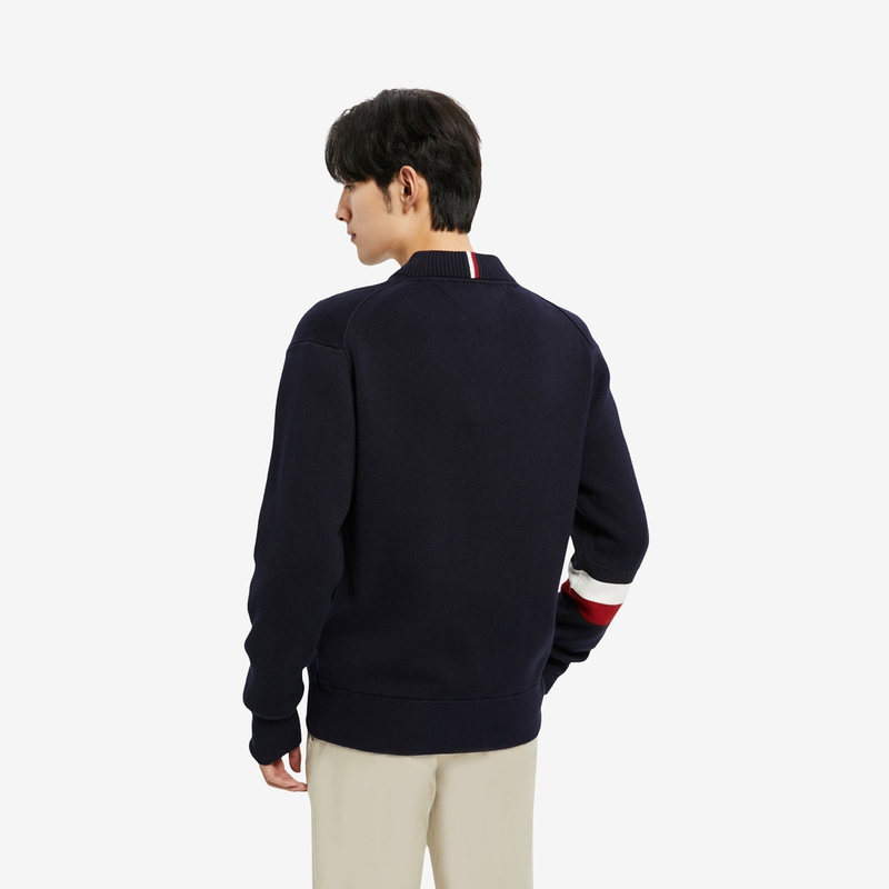 Purchase Tommy Hilfiger Jaket Sweater Kolar Baseball Colorblock Cotton Knit MW0MW29044-1