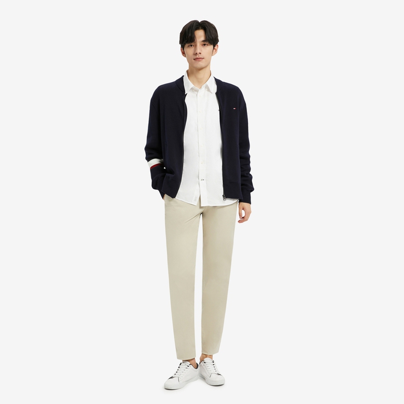 Details for Tommy Hilfiger Jaket Sweater Kolar Baseball Colorblock Cotton Knit MW0MW29044-1