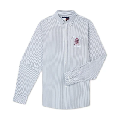 Tommy Hilfiger Cotton Oxford Button-Down Shirt Blue White Striped MW0MW35580