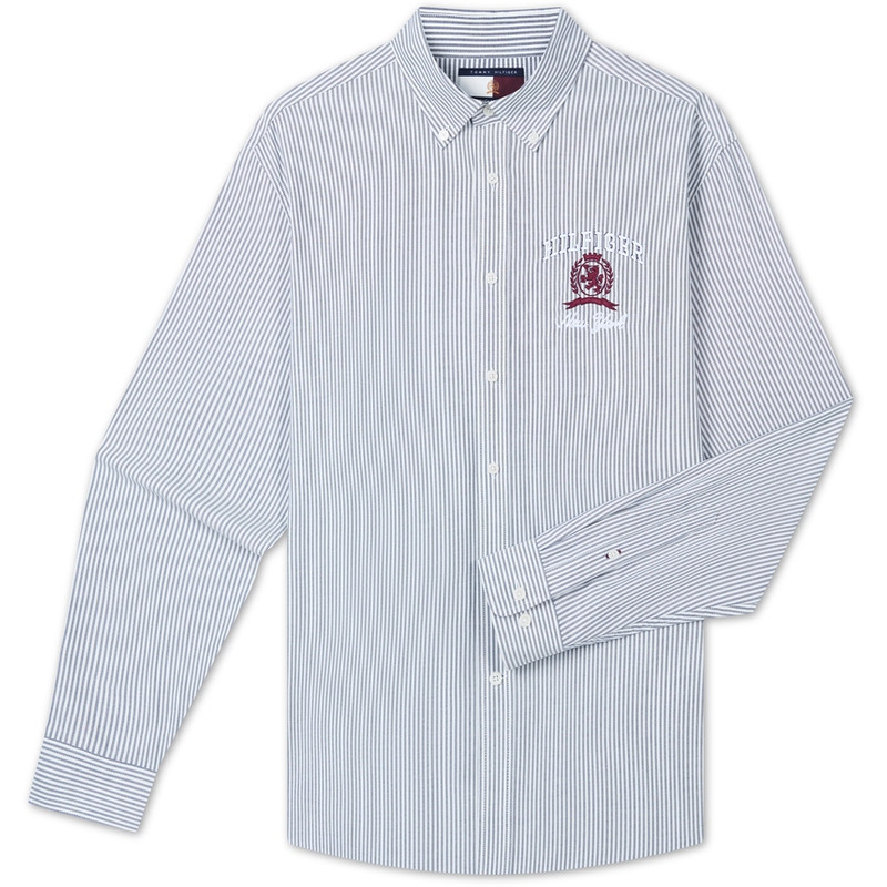 Order Tommy Hilfiger Kemeja Oxford Katun Garis Biru Putih Button-Down MW0MW35580