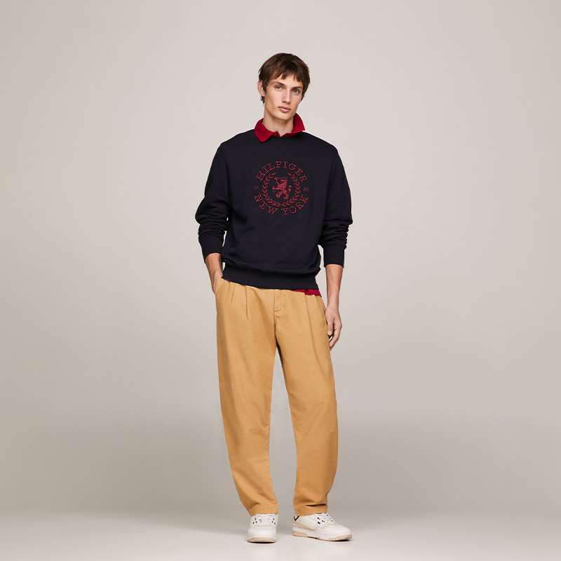 Details for 汤米·希尔费格 刺绣徽章纯棉休闲圆领卫衣 MW0MW33651