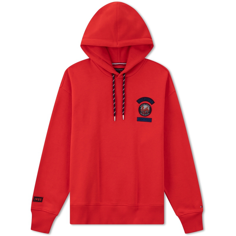 Tommy Hilfiger  Embroidered Badge Fleece Hoodie Bright Red. MW0MW32676