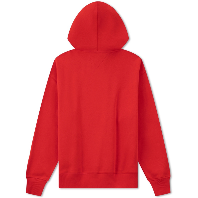 Lookbook 汤米希尔费格刺绣徽章抓绒连帽衫亮红色 MW0MW32676