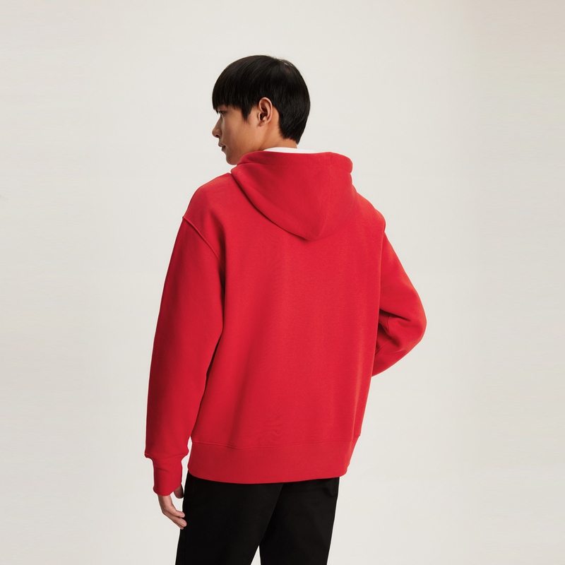 Purchase 汤米希尔费格刺绣徽章抓绒连帽衫亮红色 MW0MW32676