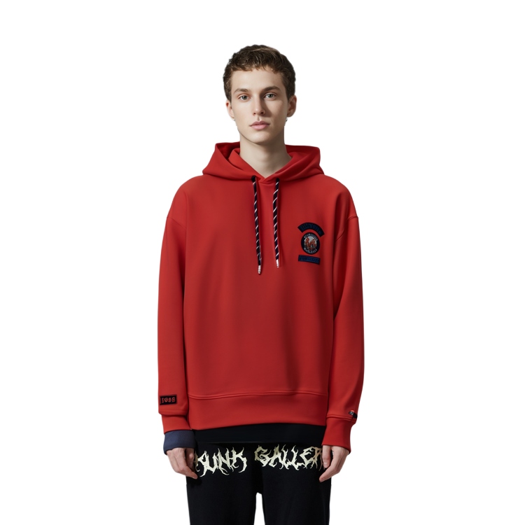 Details for 汤米希尔费格刺绣徽章抓绒连帽衫亮红色 MW0MW32676