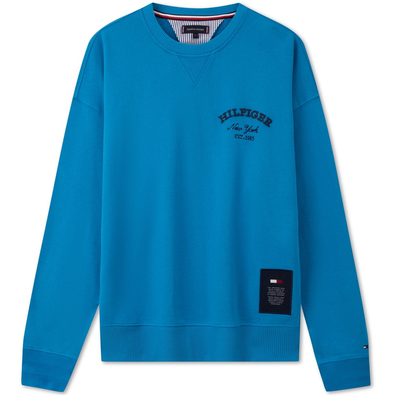 Tommy Hilfiger  Embroidered Logo Oversized Crewneck Sweatshirt Navy Blue MW0MW31509