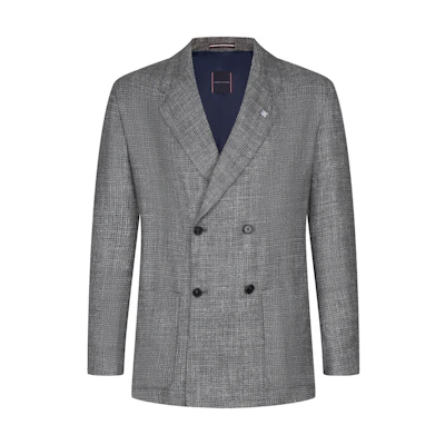 Tommy Hilfiger Gray Floral Double-Breasted Silk Suit. TQ001920