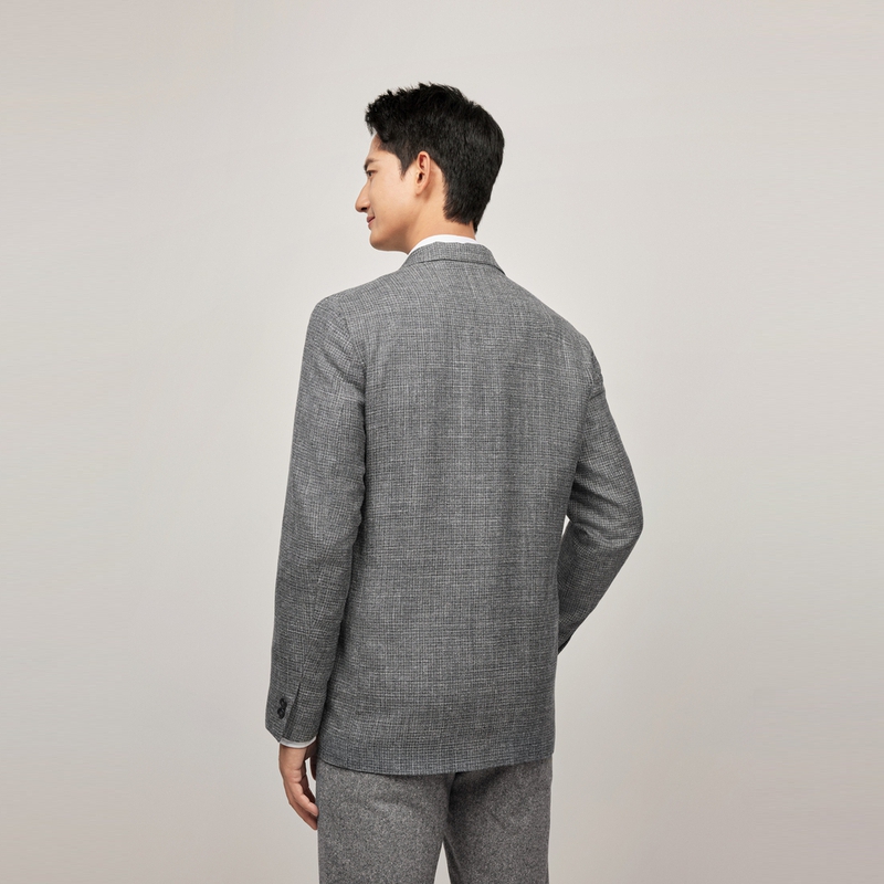 Purchase 汤米希尔费格 灰色花卉双排扣丝绸西装 TQ001920