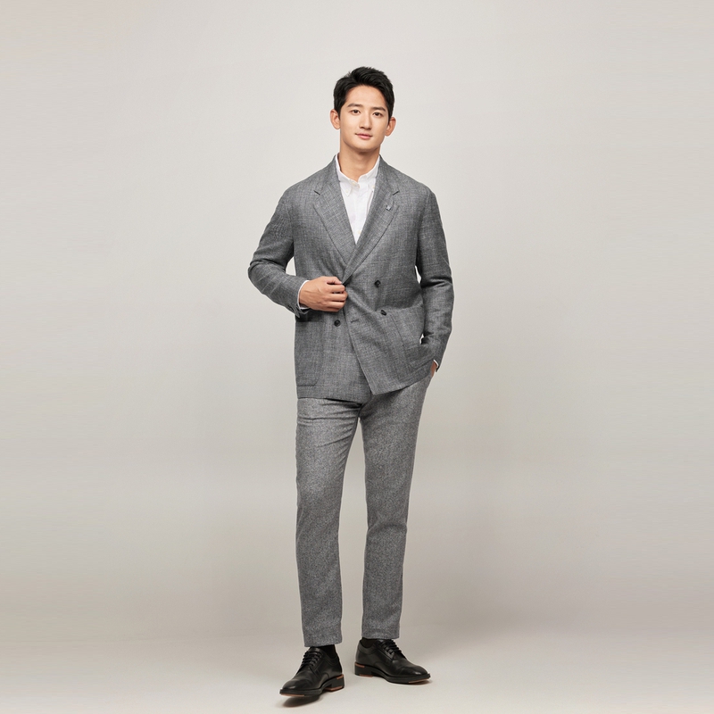 Details for 汤米希尔费格 灰色花卉双排扣丝绸西装 TQ001920