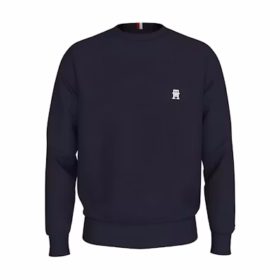 Tommy Hilfiger Logo Crew Neck Slim Fit Pullover Sweatshirt Navy Blue MW0MW34400-DW5