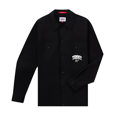 Tommy Hilfiger Loose Fit Snap Button Shirt Jacket with Logo Print. DM0DM17240
