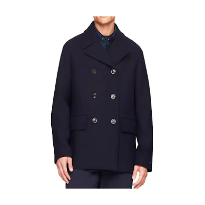 Tommy Hilfiger Navy Blue Double-Breasted Midi Trench Coat 78JA112-410