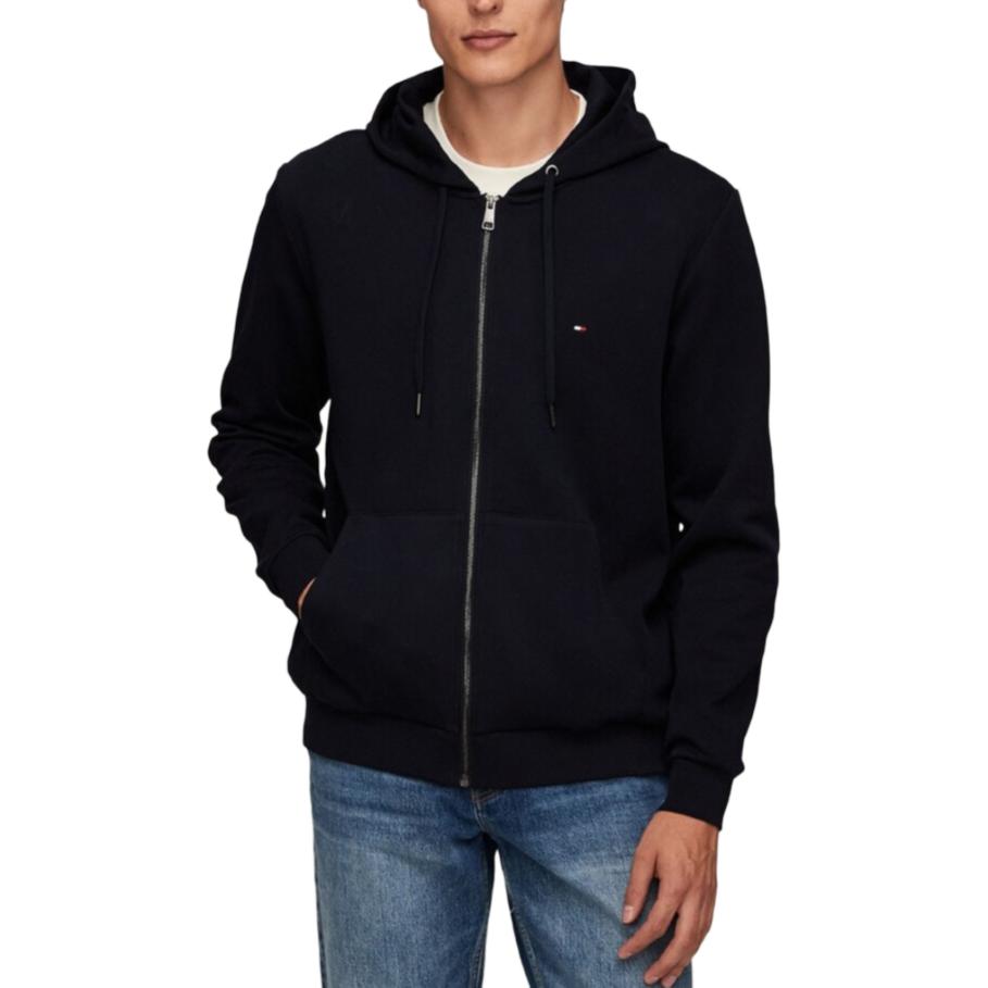 Shop Tommy Hilfiger 海軍藍寬肩拉鏈連帽外套 MW37243-DW5