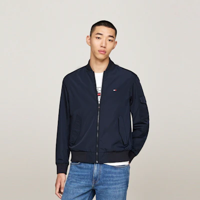 湯米希爾費格 海軍藍商務休閒飛行夾克附口袋設計 MW0MW35658 Shop 湯米希爾費格 海軍藍商務休閒飛行夾克附口袋設計 MW0MW35658
