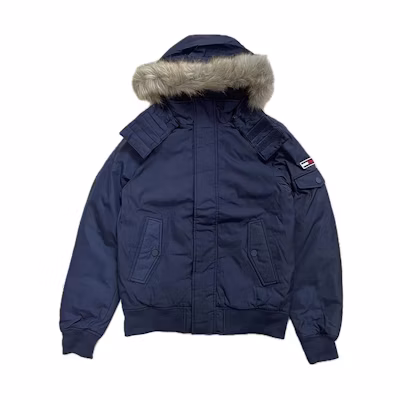 Tommy Hilfiger Navy Hooded Down Jacket with Fur Trim. 78J1956-410