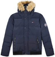 Tommy Hilfiger Navy Logo Hooded Puffer Jacket with Embroidery. 159AP863-NAVY Tommy Hilfiger Navy Logo Hooded Puffer Jacket with Embroidery. 159AP863-NAVY