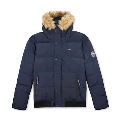 Tommy Hilfiger Navy Logo Hooded Puffer Jacket with Embroidery. 159AP863-NAVY