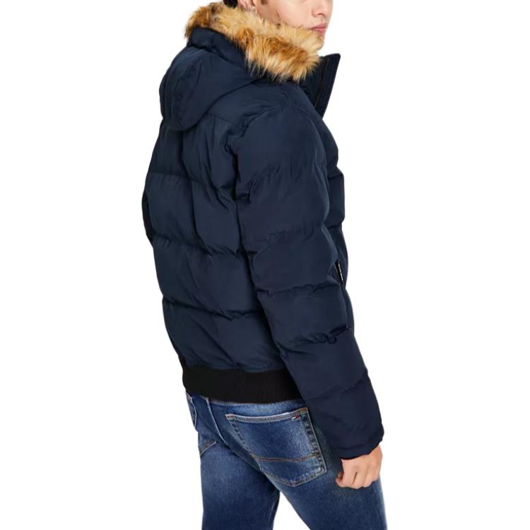 Purchase 汤米·希尔费格 深蓝色刺绣标志连帽羽绒夹克. 159AP863-NAVY