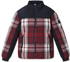 Order Tommy Hilfiger Navy Plaid Puffer Jacket with Stand Collar. MW0MW33432