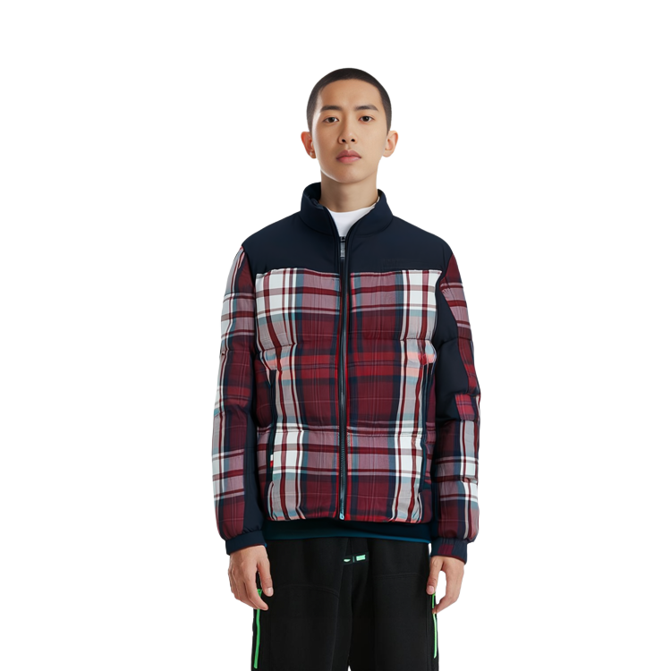 Details for Tommy Hilfiger 海軍藍格紋立領羽絨外套 MW0MW33432
