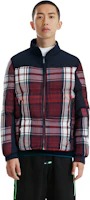 Details for Tommy Hilfiger Navy Plaid Puffer Jacket with Stand Collar. MW0MW33432