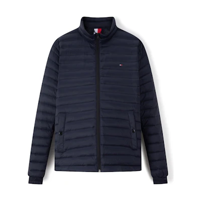 Tommy Hilfiger Navy Slim Fit Quilted Down Jacket with Embroidered Logo XM0XM02189