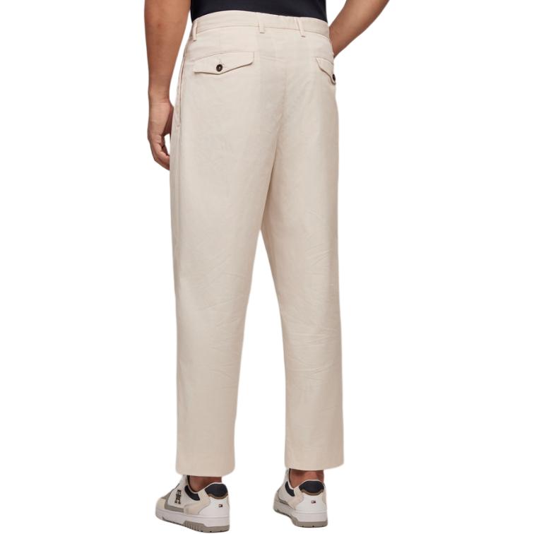 Purchase 汤米希尔费格褶皱条纹纹理休闲西裤 米白色 商务休闲裤。 TQ001945
