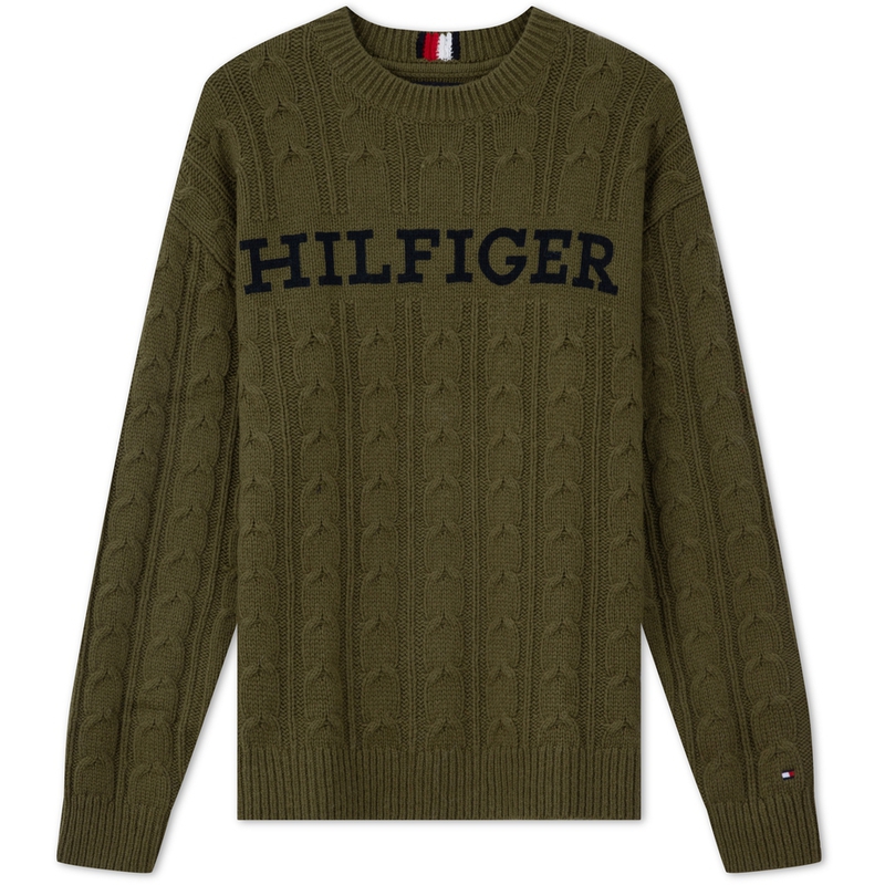 Tommy Hilfiger  Relaxed Fit Twist Knit Sweater Mixed Fabric. MW0MW33082