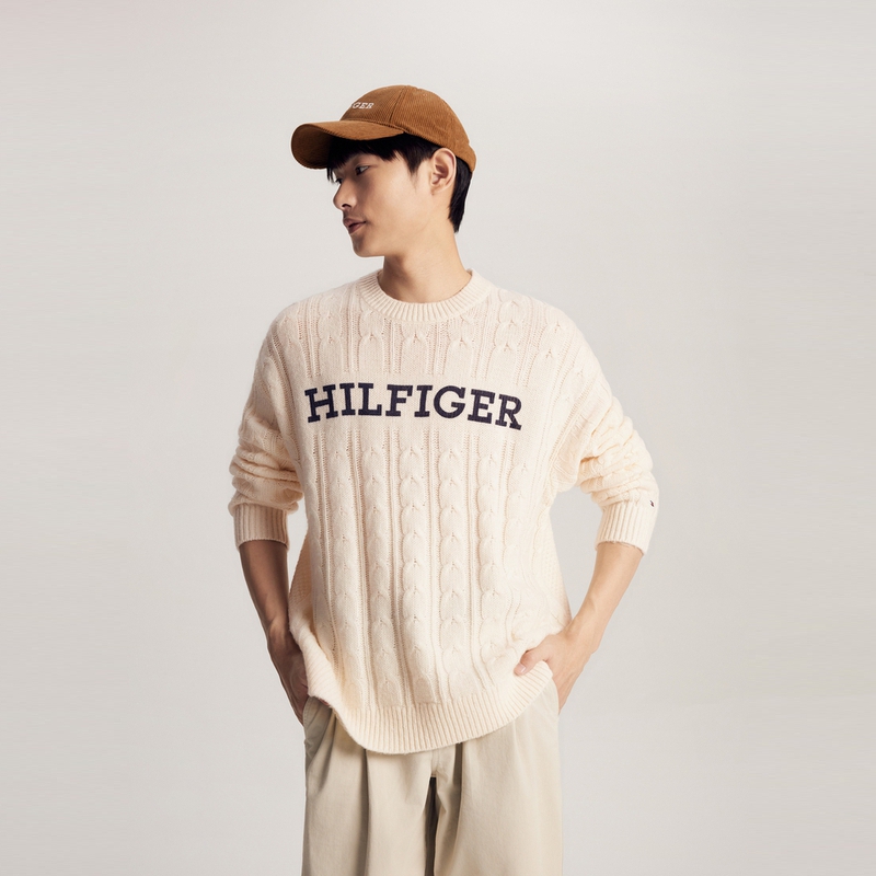 Cheap Tommy Hilfiger 寬鬆扭結針織混紡毛衣 MW0MW33082
