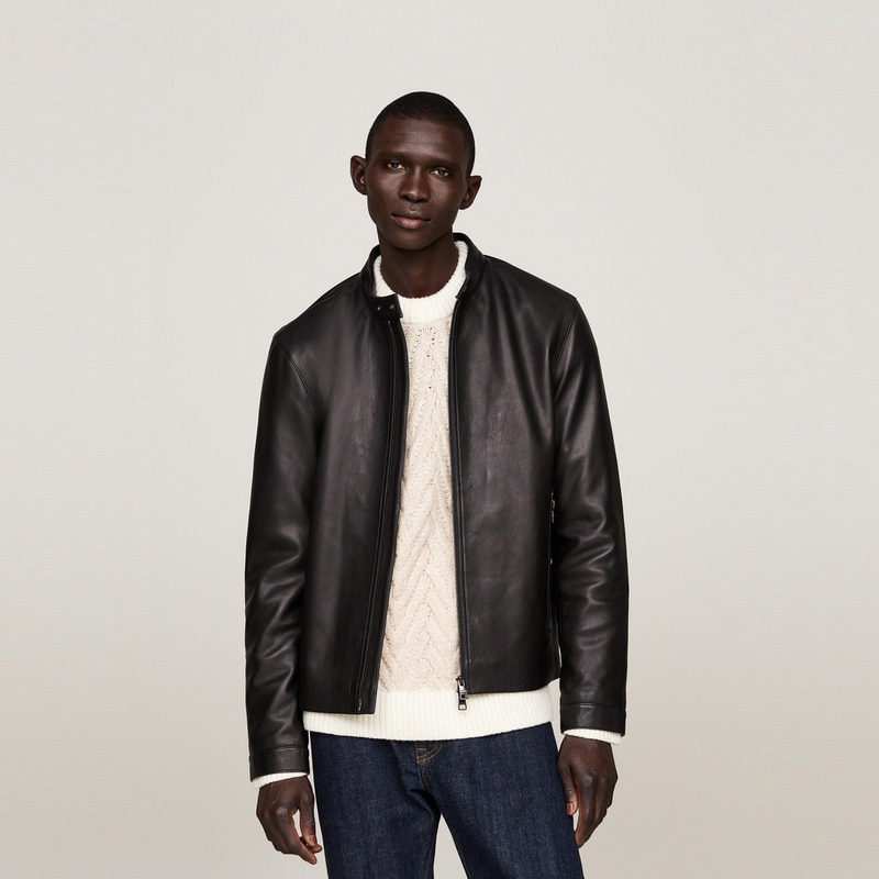 Sizing Tommy Hilfiger 復古機車皮衣 黑色 MW0MW36635