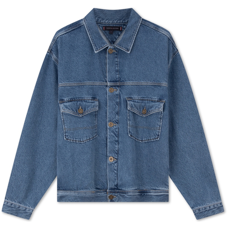 Tommy Hilfiger  Retro Denim Jacket with Dual Pockets in Denim Blue. MW0MW34523