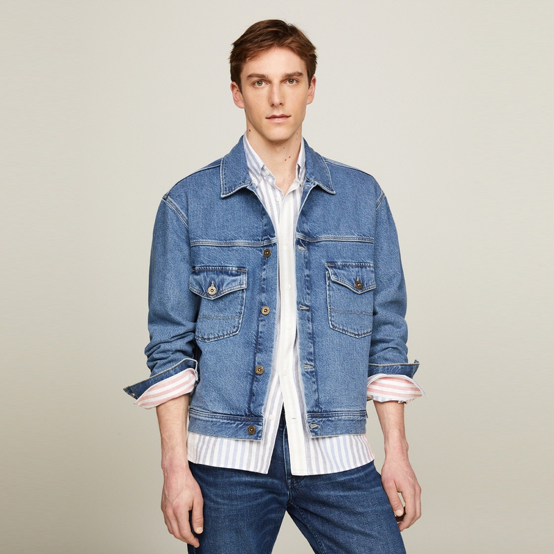 Tommy Hilfiger  Retro Denim Jacket with Dual Pockets in Denim Blue. MW0MW34523 圖 7