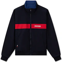 Shop Tommy Hilfiger Retro Reversible Embroidered Hooded Jacket Navy/Black. MW0MW34452