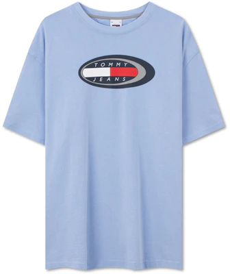 Tommy Hilfiger Retro Streetwear Badge Print Loose Cotton Tee Light Blue DM0DM18586 Buy Tommy Hilfiger Retro Streetwear Badge Print Loose Cotton Tee Light Blue DM0DM18586