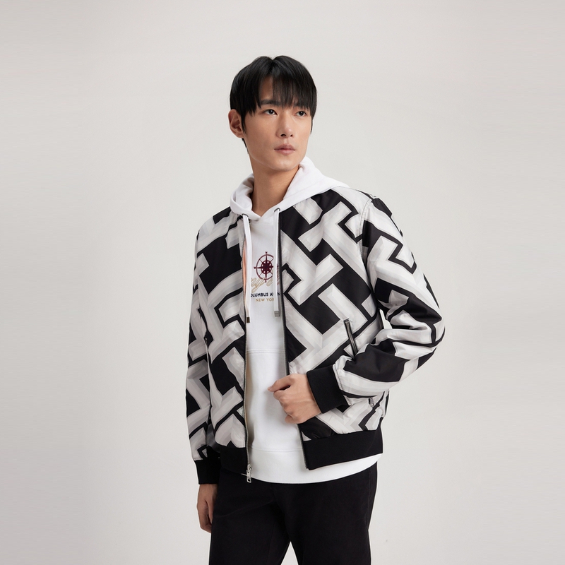 Cheap Tommy Hilfiger 雙面刺繡學院轟炸機外套 卡其/黑白配色 MW0MW33755