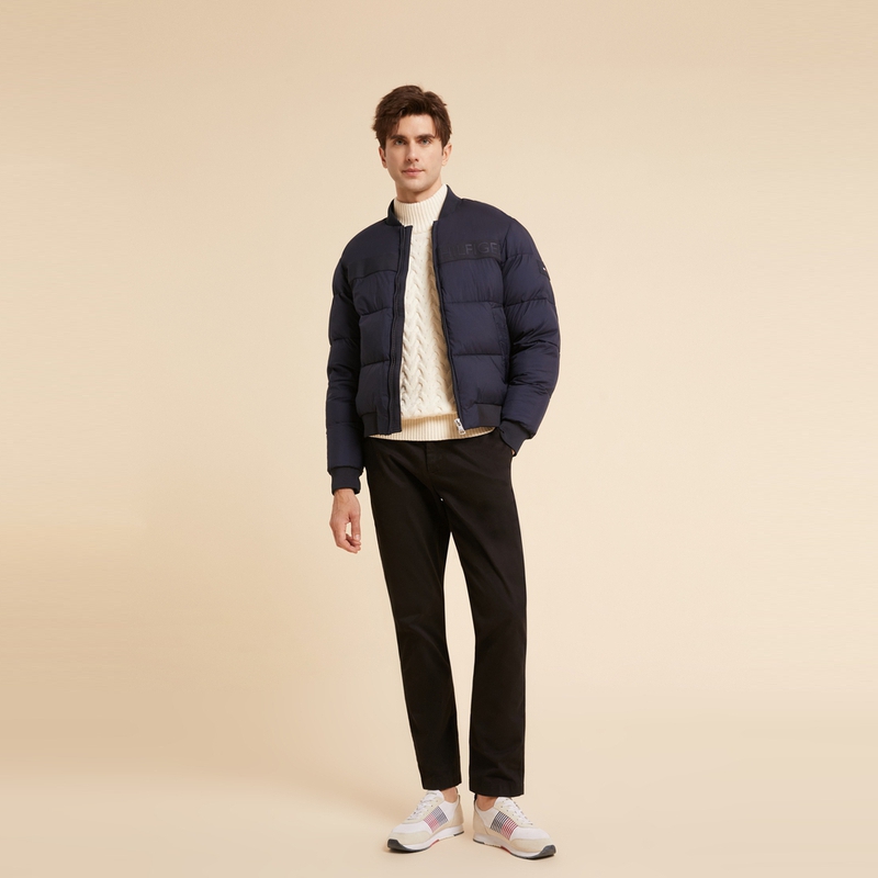 Details for 타미 힐피거 심플 웜 슬림핏 봄버 야구 재킷. XM0XM02540