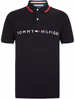 Tommy Hilfiger Slim Fit Black Polo Shirt with Logo Print and Tipped Collar C8878J2293001 Tommy Hilfiger Slim Fit Black Polo Shirt with Logo Print and Tipped Collar C8878J2293001