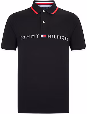 Tommy Hilfiger Slim Fit Black Polo Shirt with Logo Print and Tipped Collar C8878J2293001 Buy Tommy Hilfiger Slim Fit Black Polo Shirt with Logo Print and Tipped Collar C8878J2293001