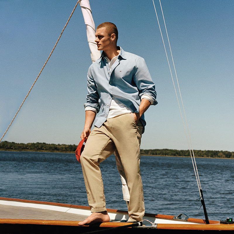 Shop Tommy Hilfiger Kemeja Lengan Panjang Slim Fit Oxford Cotton Solid MW0MW35774