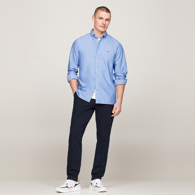 Cheap Tommy Hilfiger Kemeja Lengan Panjang Slim Fit Oxford Cotton Solid MW0MW35774