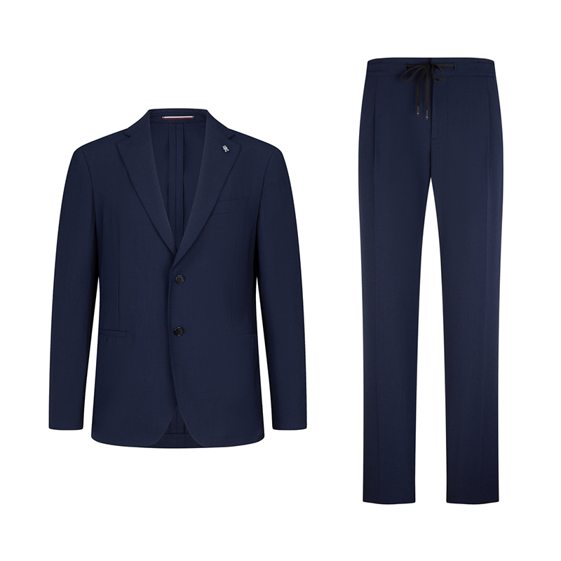 Order 汤米希尔费格修身羊毛混纺条纹西装套装 - 海军蓝条纹 TQ001969