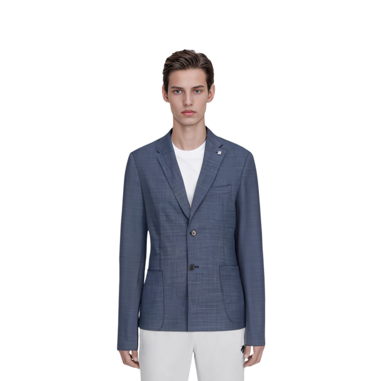 Shop Tommy Hilfiger 修身羊毛混紡西裝外套 海軍藍 TQ002031