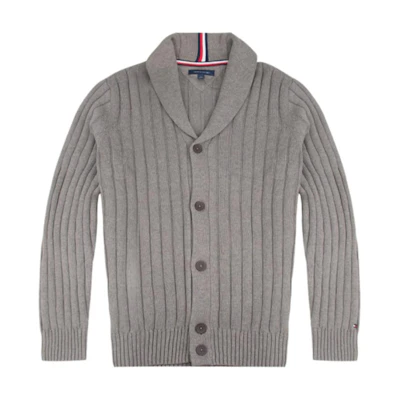 Tommy Hilfiger Solid Cotton Cardigan Button-Up Knit Sweater Khaki. 78J4542-280