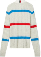 Lookbook Tommy Hilfiger Striped Knit Polo Sweater Gray Red Blue Combo. MW0MW33091