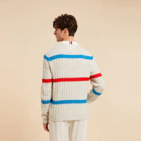 Purchase Tommy Hilfiger Striped Knit Polo Sweater Gray Red Blue Combo. MW0MW33091