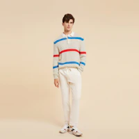 Details for Tommy Hilfiger Striped Knit Polo Sweater Gray Red Blue Combo. MW0MW33091