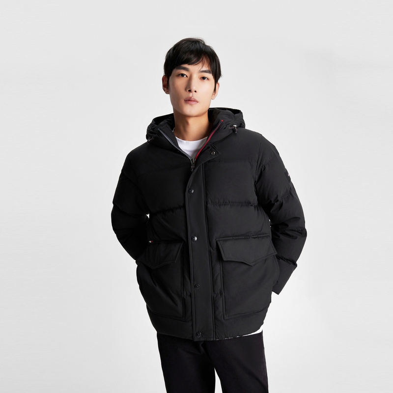 Shop 타미 힐피거 두꺼운 후드 패딩 다운 재킷 겨울 보온용 MW0MW32789