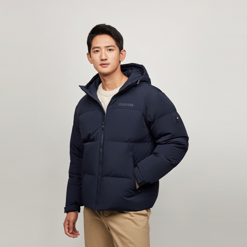 Cheap 汤米希尔费格 冬季90绒鹅绒防风防水连帽夹克 MW0MW37264
