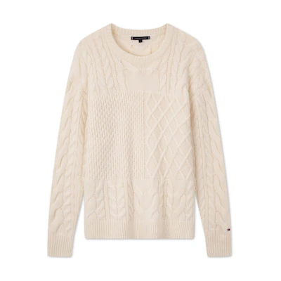 Tommy Hilfiger Wool Blend Cable Knit Crewneck Sweater. MW0MW36546